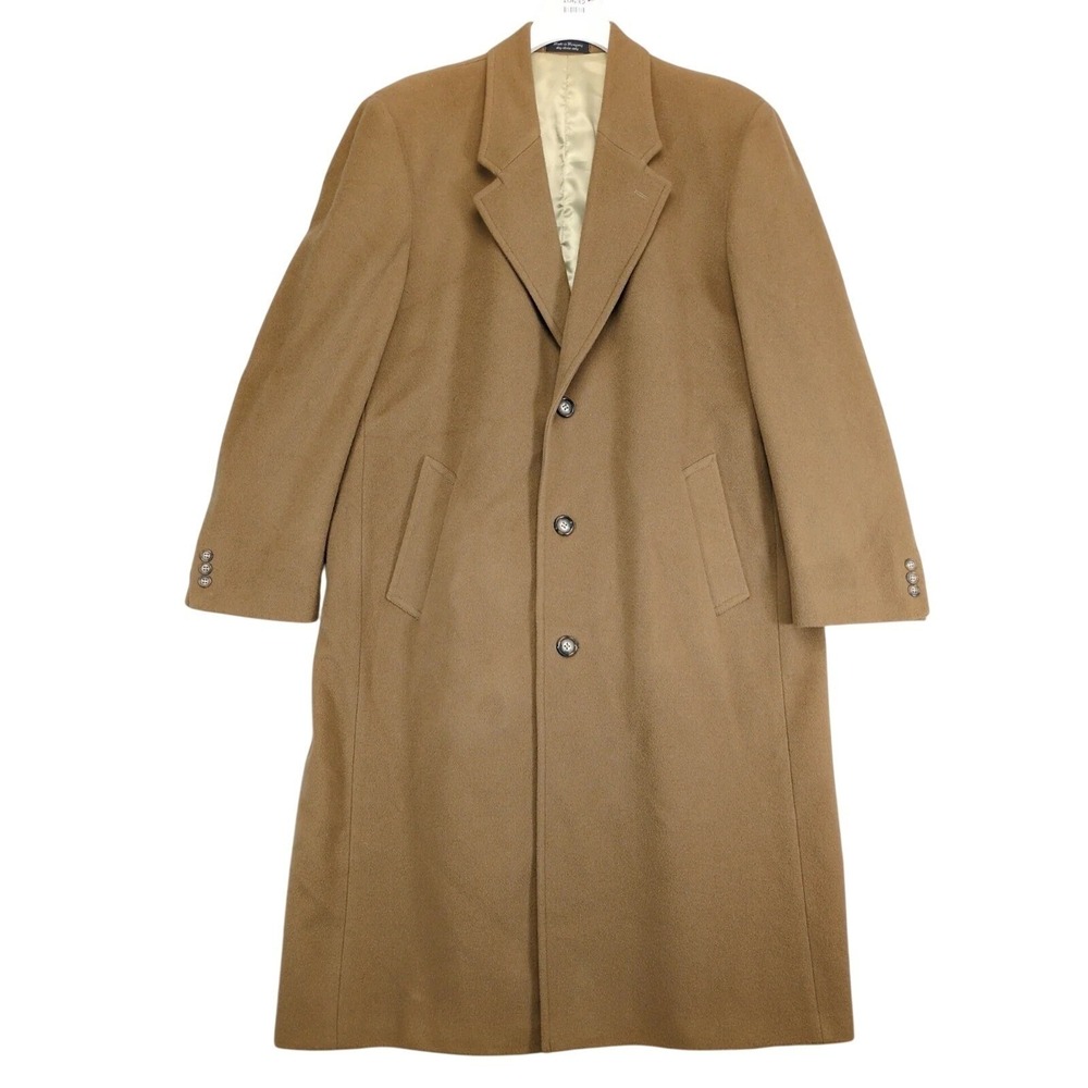 Gianfranco Ruffini Camel Cashmere Blend Overcoat Mens 46 Long Coat Italian Style